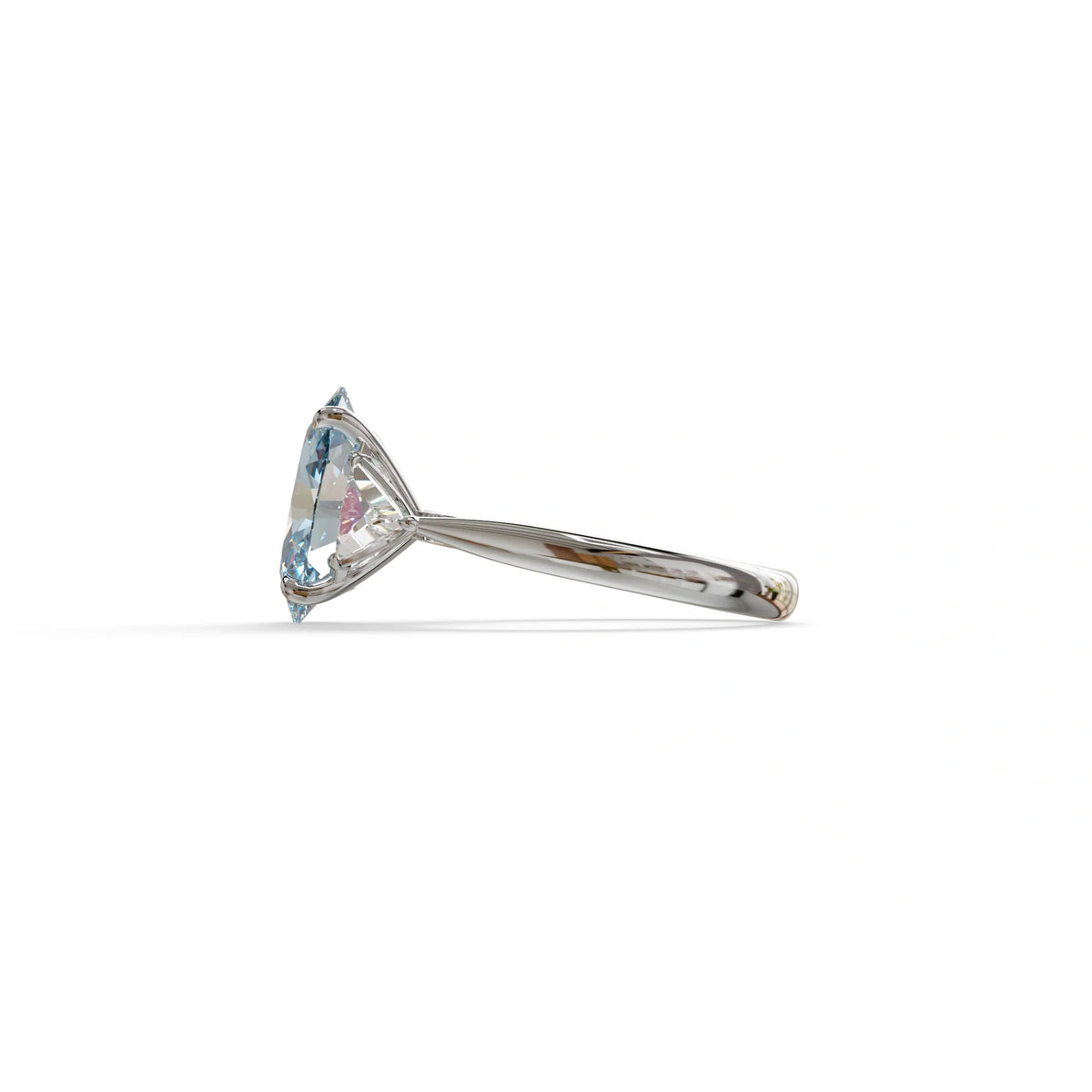 3Ct Blue Oval Cut Lab Grown Diamond Three Stone Engagement Ring - Myza