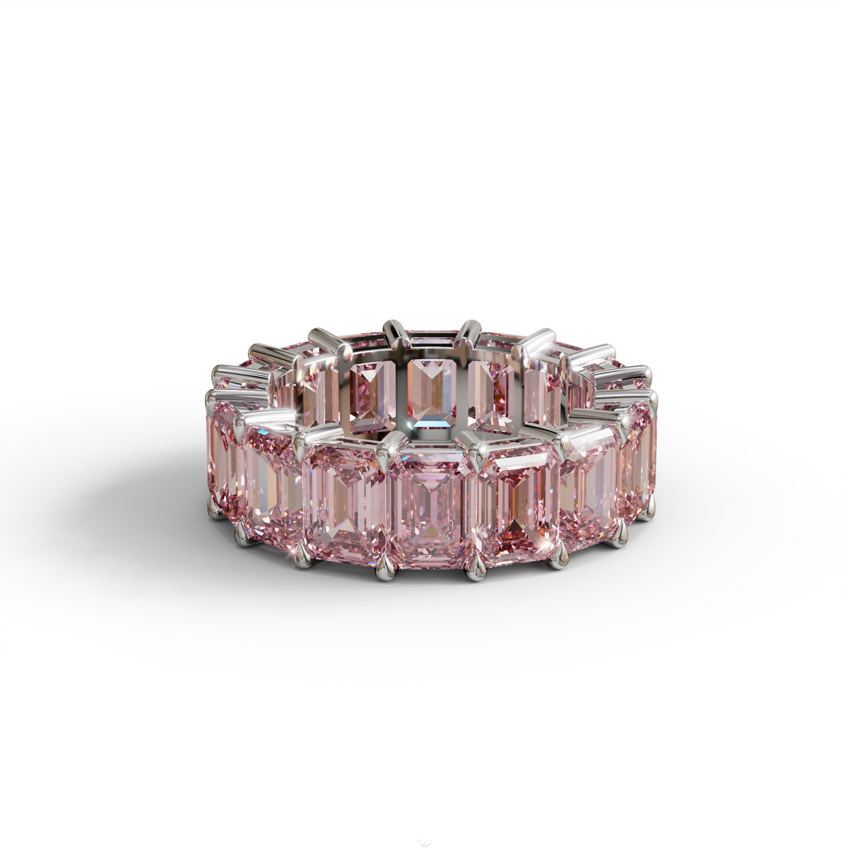 Lab‑Grown Pink Emerald‑Cut Diamond Band – Classic Full‑Eternity Style