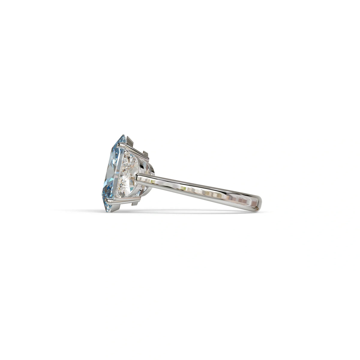 3 Carat Blue Lab Grown Diamond Engagement Ring · Oval Cut Three Stone | Constellation - view 6