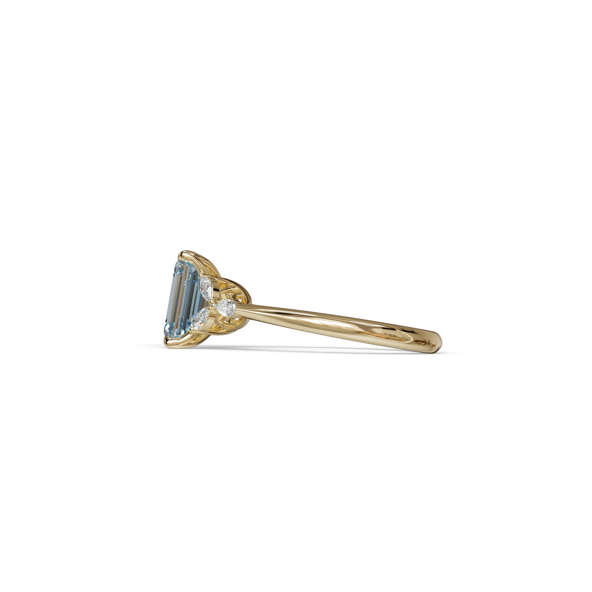2.5 Carat Blue Lab Grown Diamond Engagement Ring · Emerald Cut Nature-Inspired | Verona - view 6