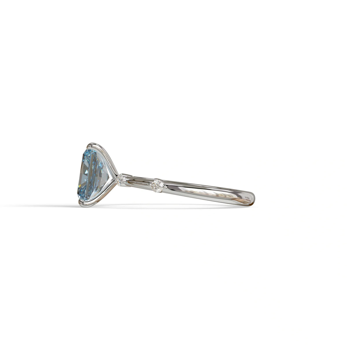 2 Ct Fancy Vivid Blue Radiant Cut Lab Grown Diamond Engagement Ring | Space-Chanel Setting - Elaria