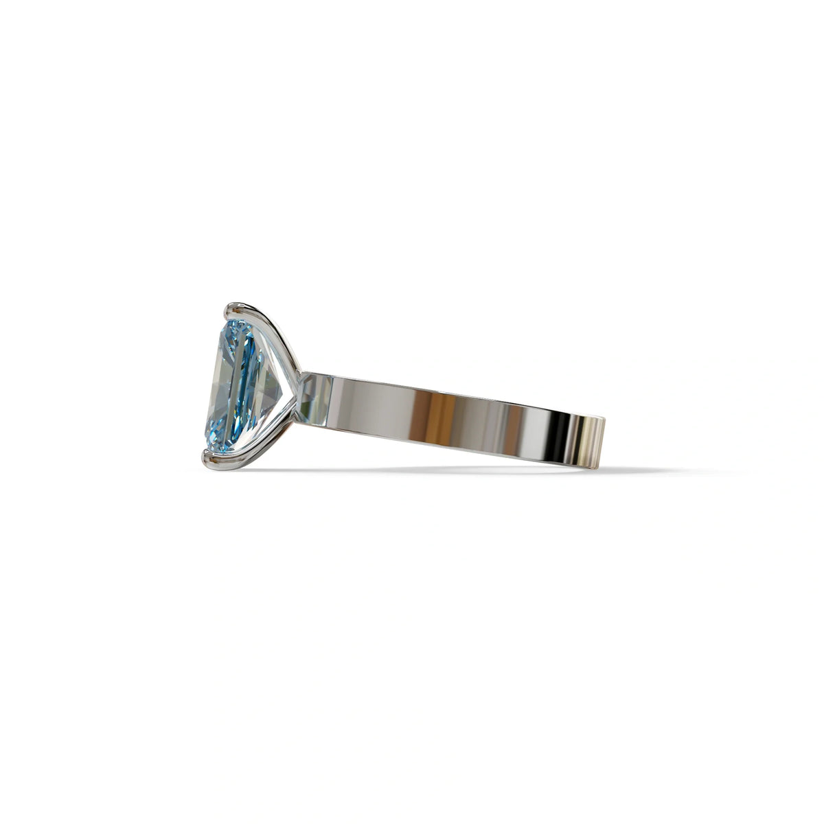 4Ct Blue Radiant Cut Lab Grown Diamond Solitaire Engagement Ring - Crownfire
