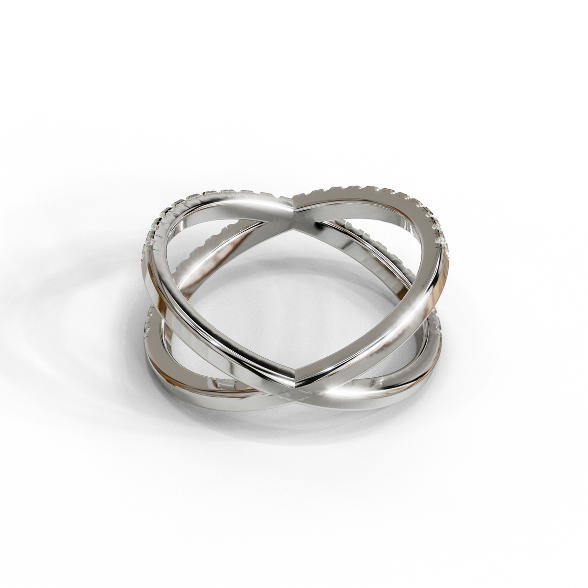 E-VVS Round Lab Grown Diamond Criss-Cross Wedding Band
