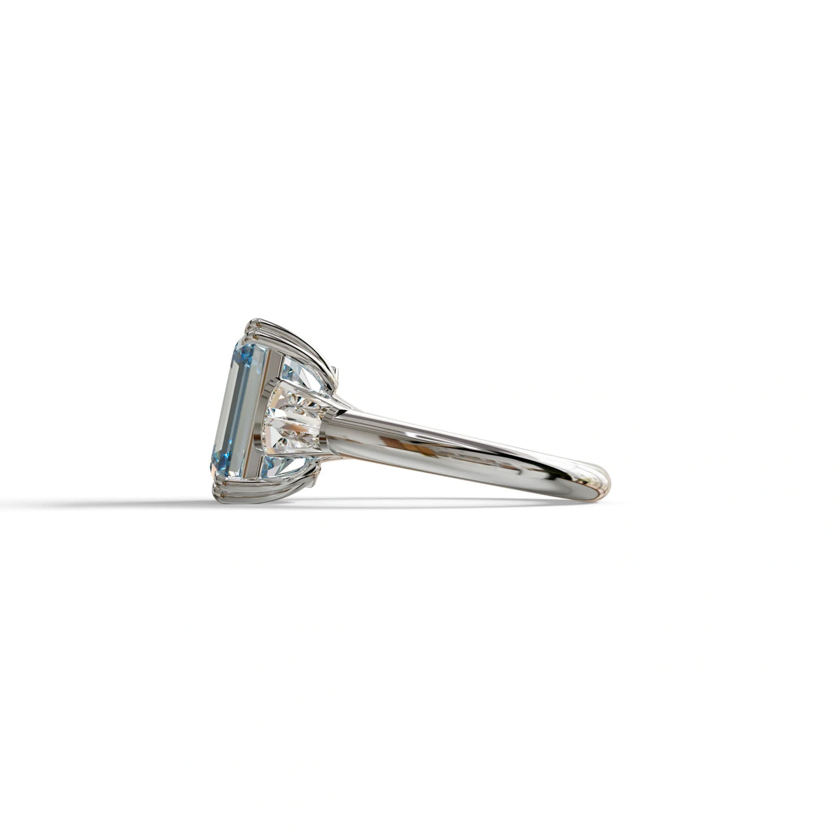 3 Carat Blue Emerald & Baguette Cut Multi Stone Lab Diamond Ring - Lami