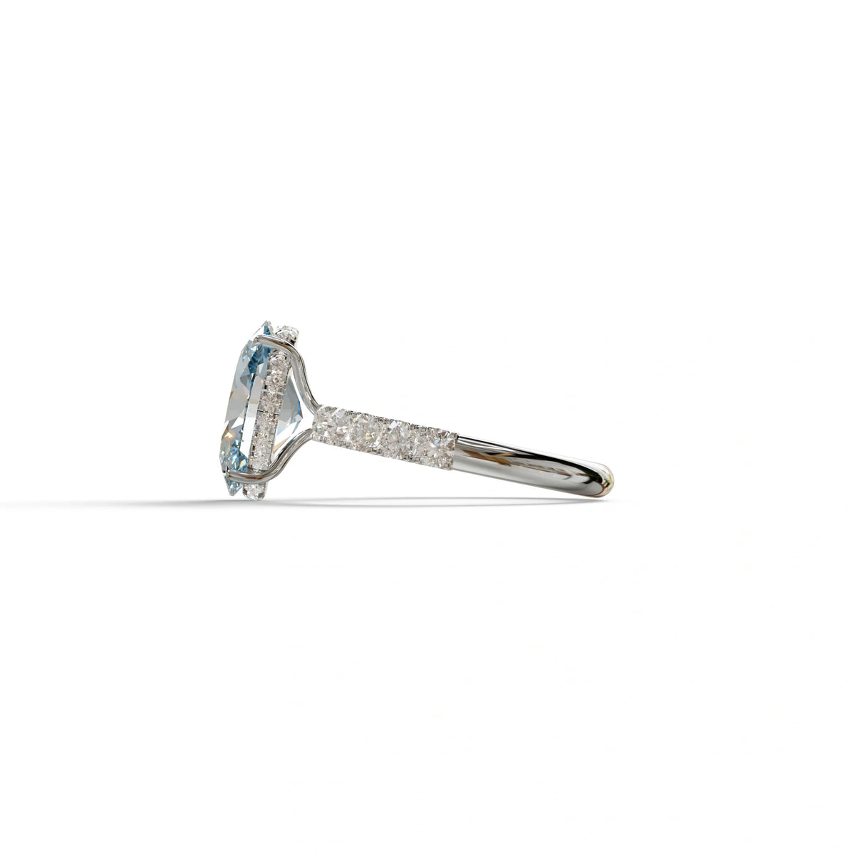 4 Carat Blue Oval Cut Hidden Halo Lab Diamond Engagement Ring - Christie’s