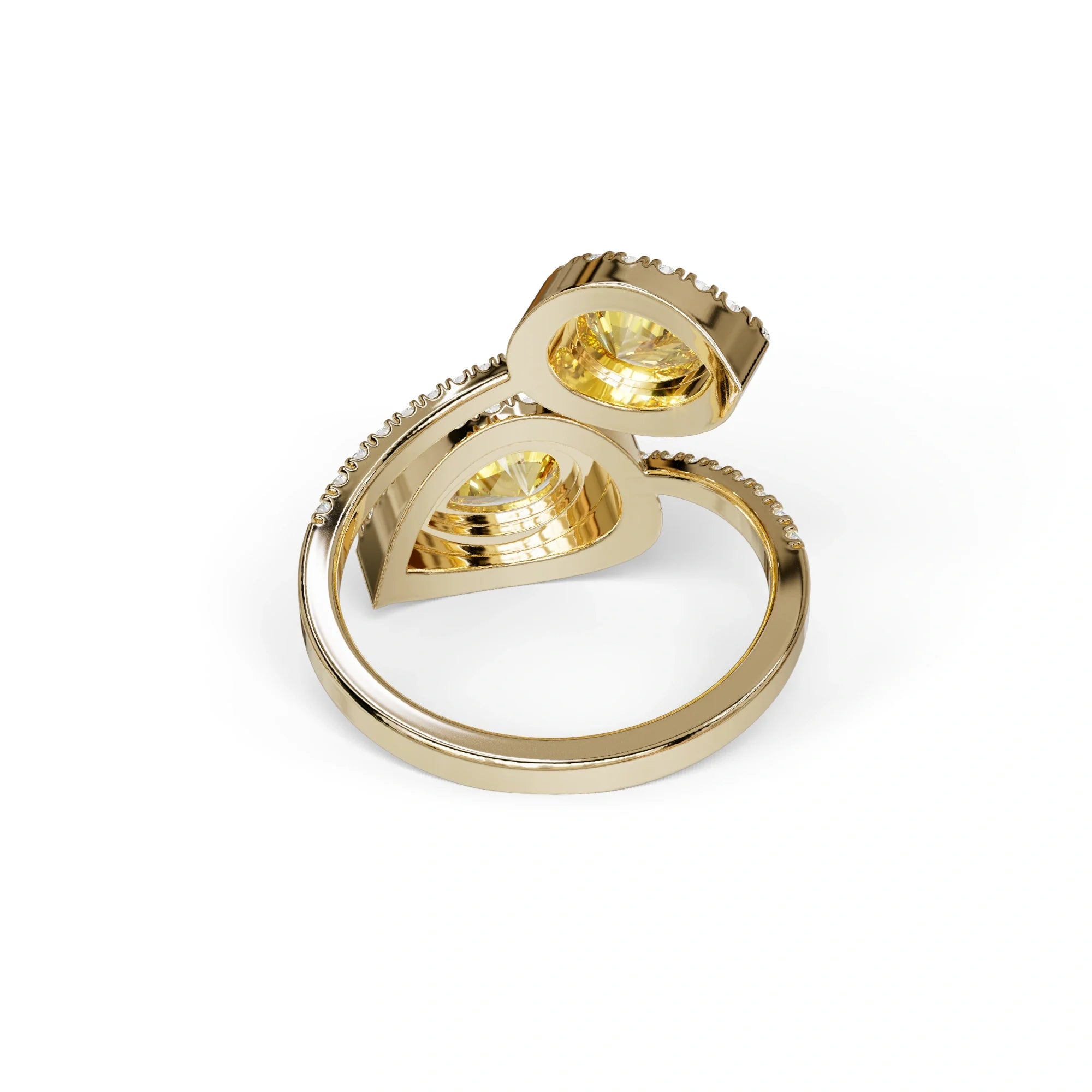2 Carat Yellow Pear Cut Halo & Pave Lab Grown Diamond Ring - Ahurissant