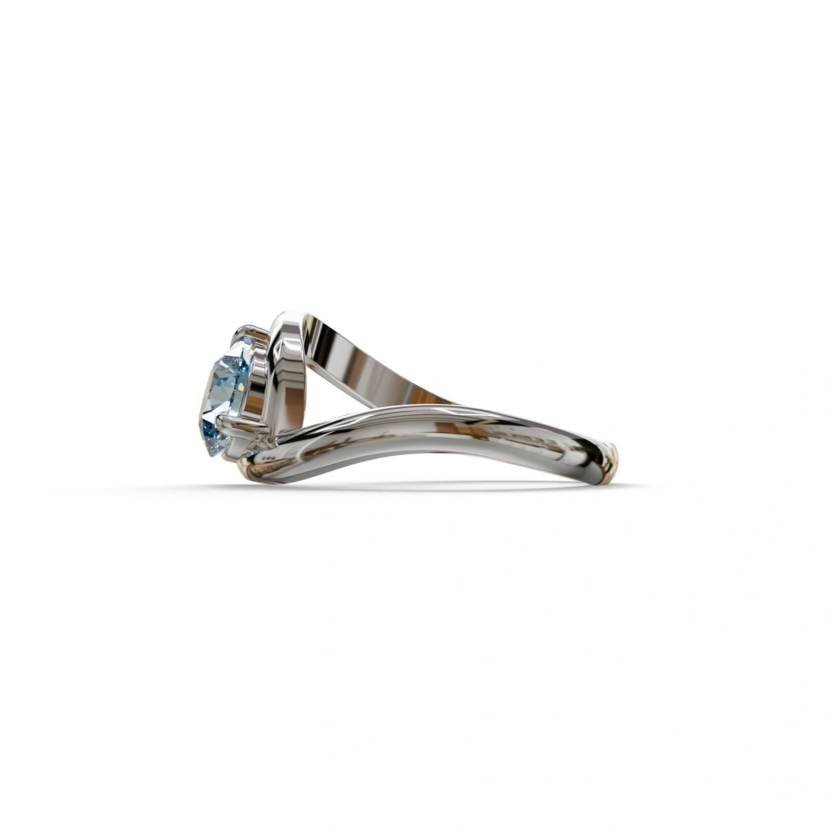 1.5 Carat Blue Round Cut Solitaire Lab Diamond Ring - Tauras