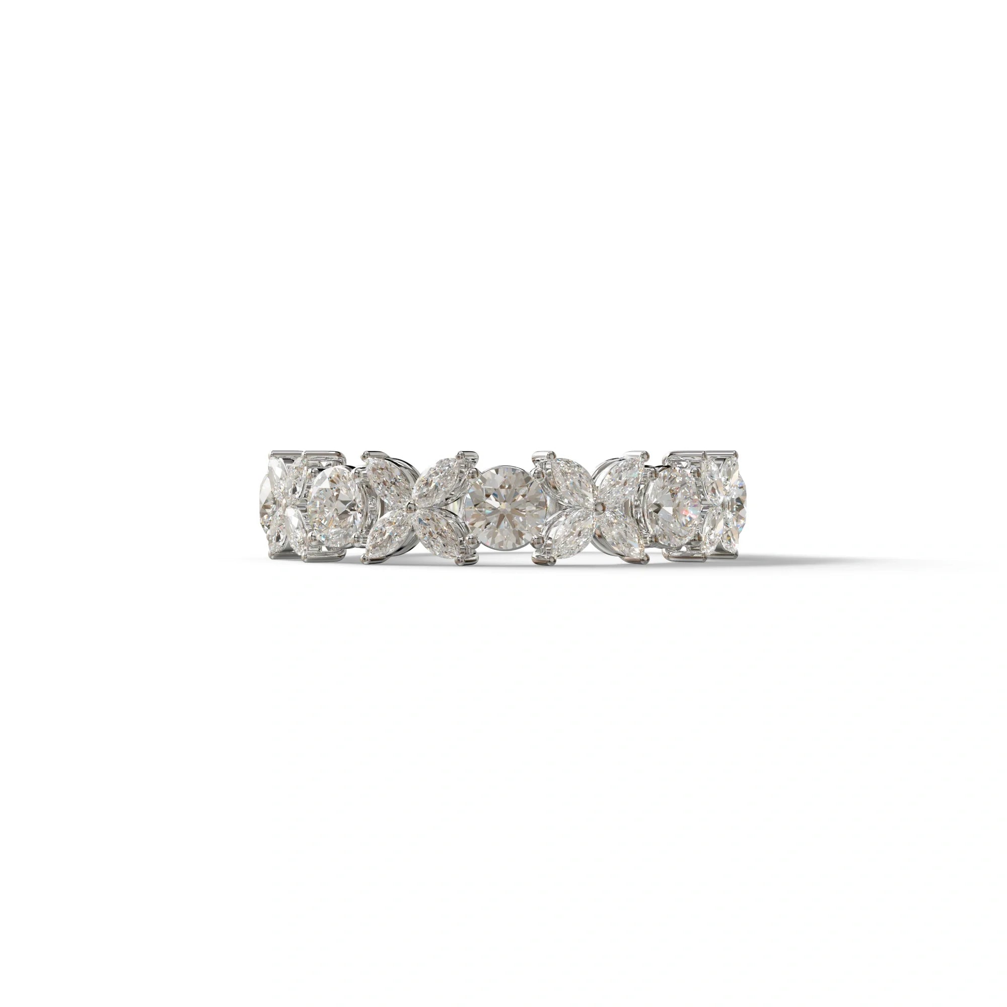 Yellow Gold Marquise & Round Brilliant Diamond Flower Cluster Ring - 18k Gold - 10K Solid Gold / White Gold