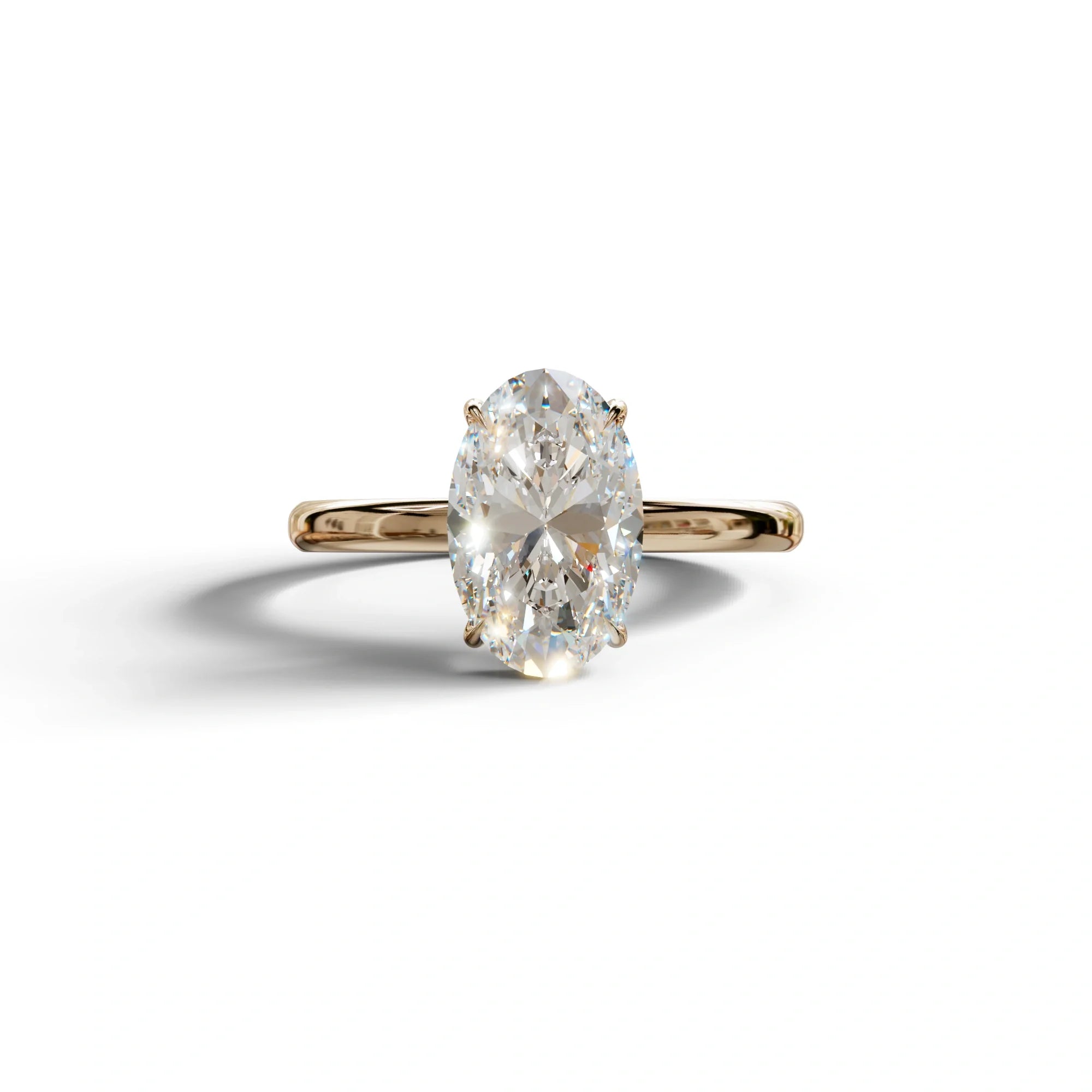 E-VVS Oval Cut Solitaire Lab Grown Diamond Engagement Ring - Curiosa - 2 Carat / 10K Solid Gold / Rose Gold