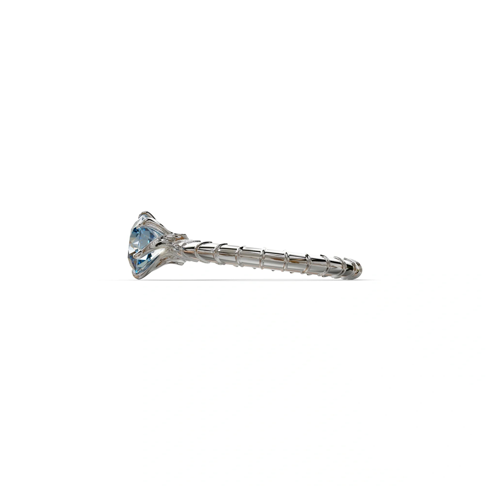 1 Carat Blue Round Cut Lab Diamond Ring - Hyper Glam
