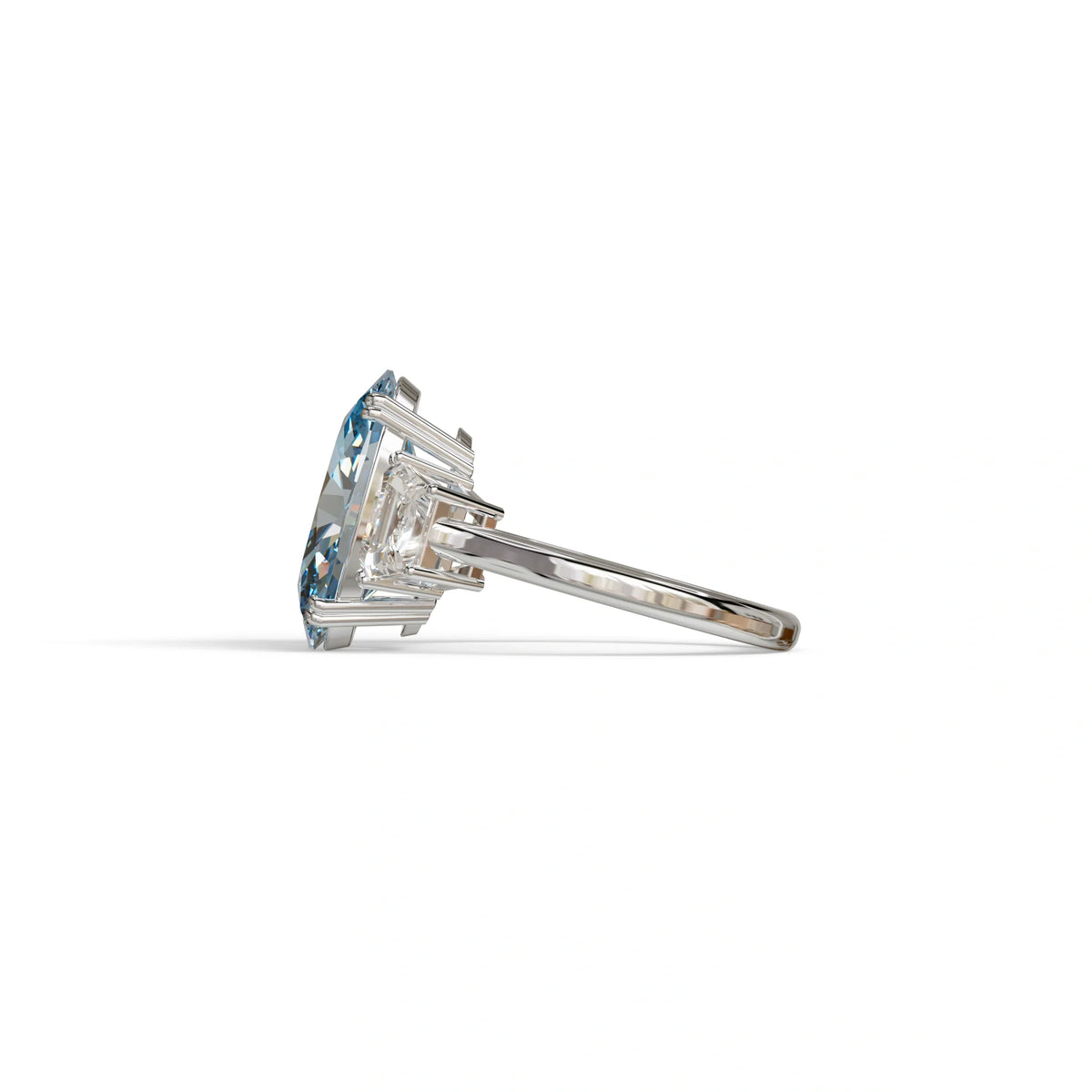 5 Carat Blue Lab Grown Diamond Engagement Ring · Oval Cut Three Stone | Solstice - view 6