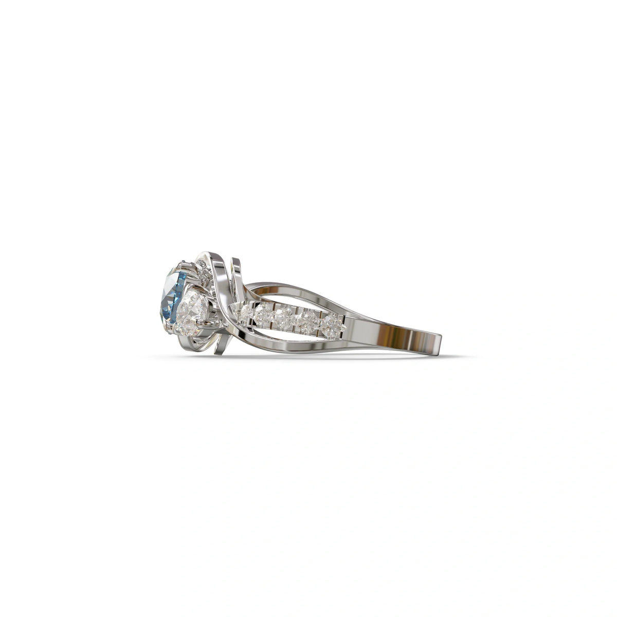 2 Carat Blue Lab Grown Diamond Round Engagement Ring - Giverny