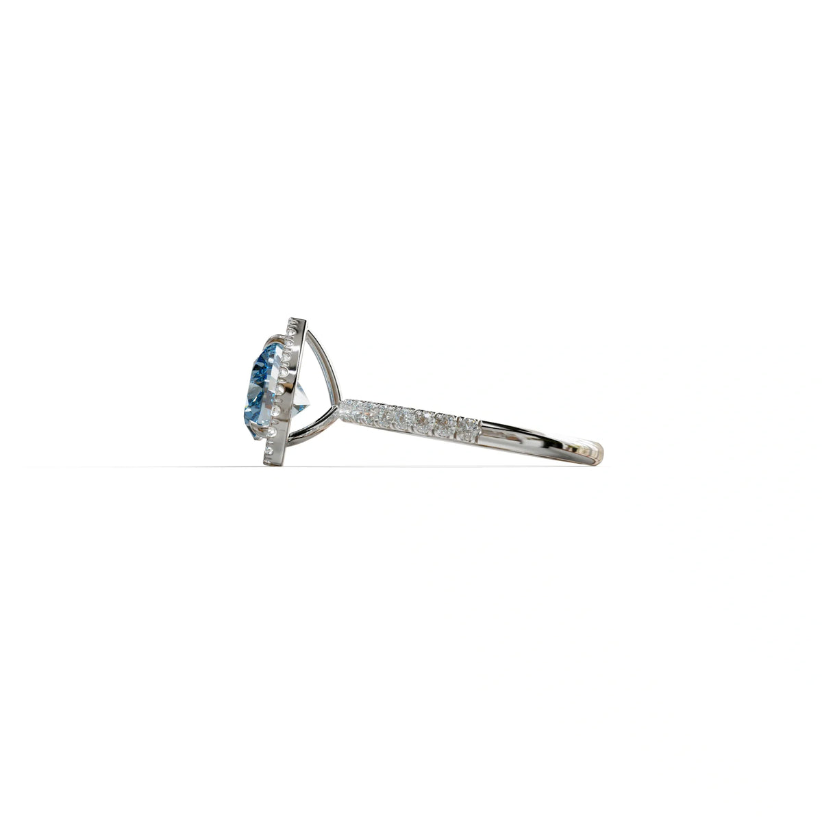 Blue Heart Cut Halo & Pavé Lab Grown Diamond Engagement Ring - Gelia