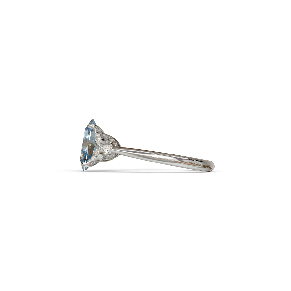 2.5 Carat Blue Lab Grown Diamond Engagement Ring · Oval Cut Nature-Inspired | Halcyon - view 6