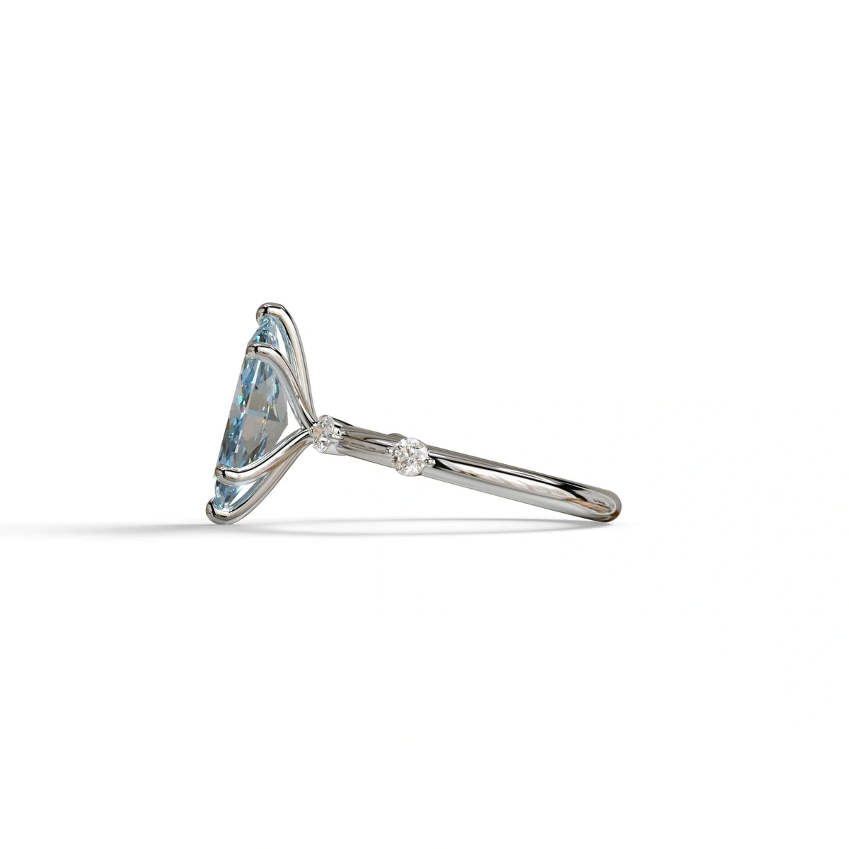 2.5 Ct Fancy Vivid Blue Marquise Cut Lab Diamond In Space-Chanel Setting Ring - Nimi