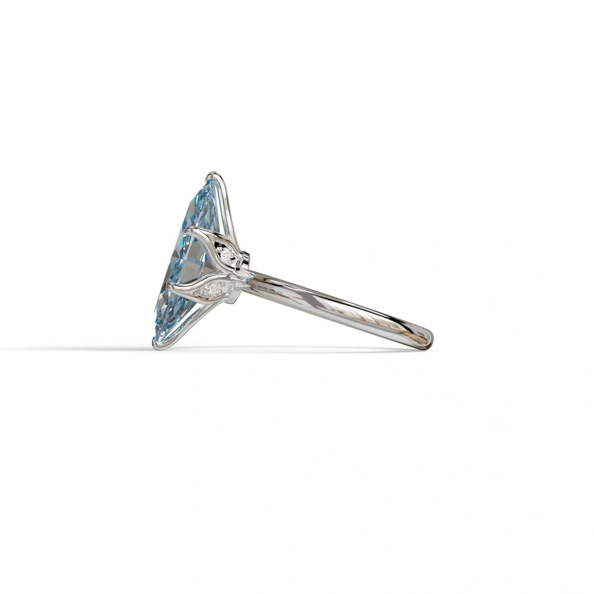 5 Carat Blue Lab Grown Diamond Engagement Ring · Marquise Cut Hidden Halo | Etoile - view 6