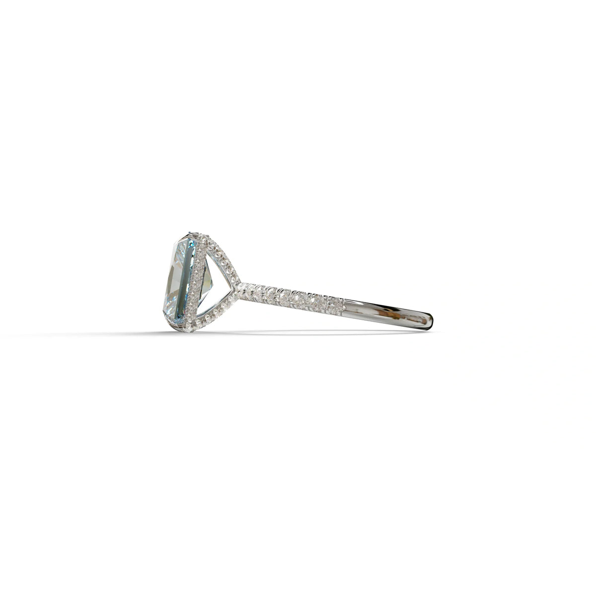 3 Ct Radiant Cut Blue Color Lab Diamond Ring - Monica