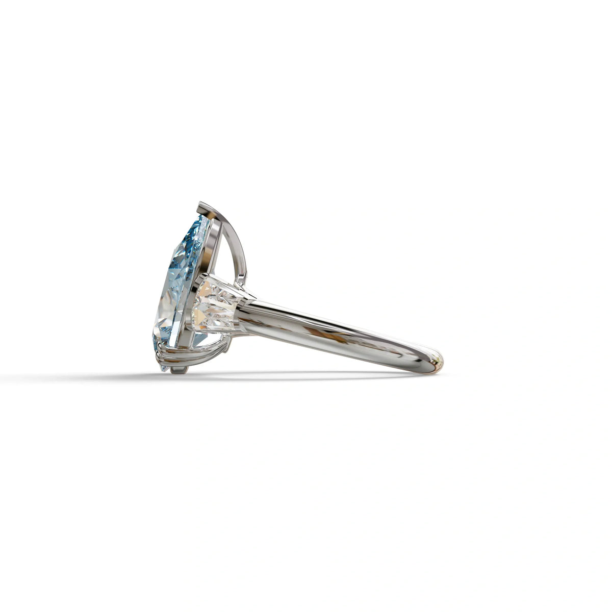 4 Carat Fancy Vivid Blue Pear cut Lab grown Diamond Engagement Ring -Claire
