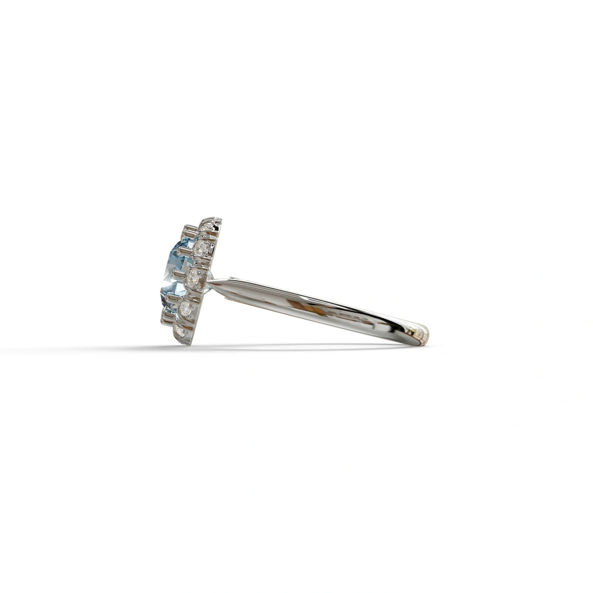3 Carat Blue Round Shaped Halo Lab Diamond Ring - Sunflower