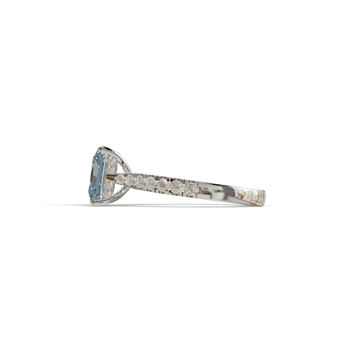 2 Carat Blue Radiant Cut Halo & Pave Lab Grown Diamond Ring- Asphalt