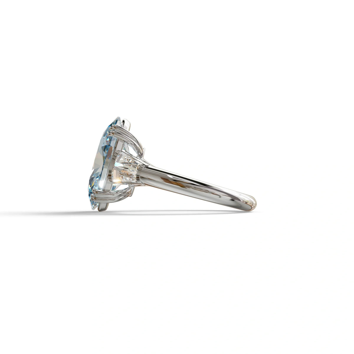3 Carat Blue Oval & Baguette Lab Diamond Ring - Persi