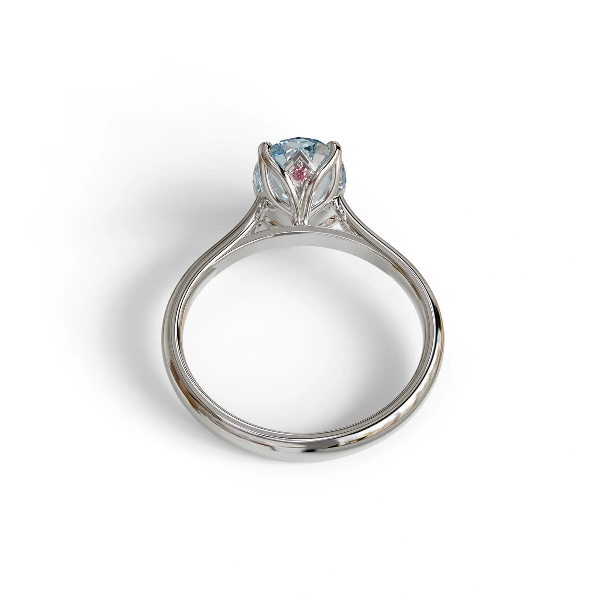 3 Carat Blue Lab Grown Diamond Oval Cut Engagement Ring | Secret Pink Diamond- Eclipse