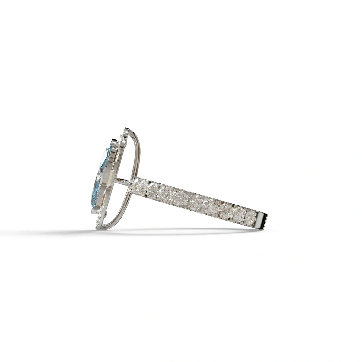 1 Carat Blue Marquise Halo Pave Lab Grown Diamond Ring - Luxe
