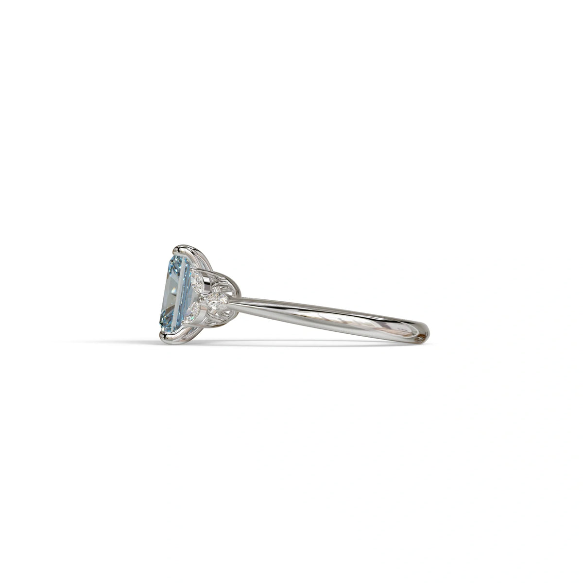 2.5 Carat Blue Lab Grown Diamond Engagement Ring · Radiant Cut Nature-Inspired | Aurora - view 6