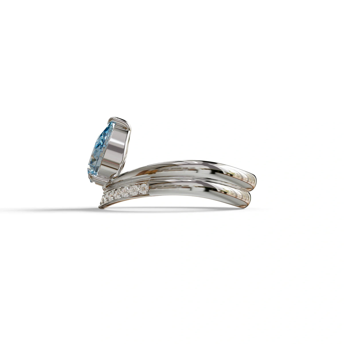 2 Carat Vivid Blue Color Lab Diamond Wedding Ring set - Gemini