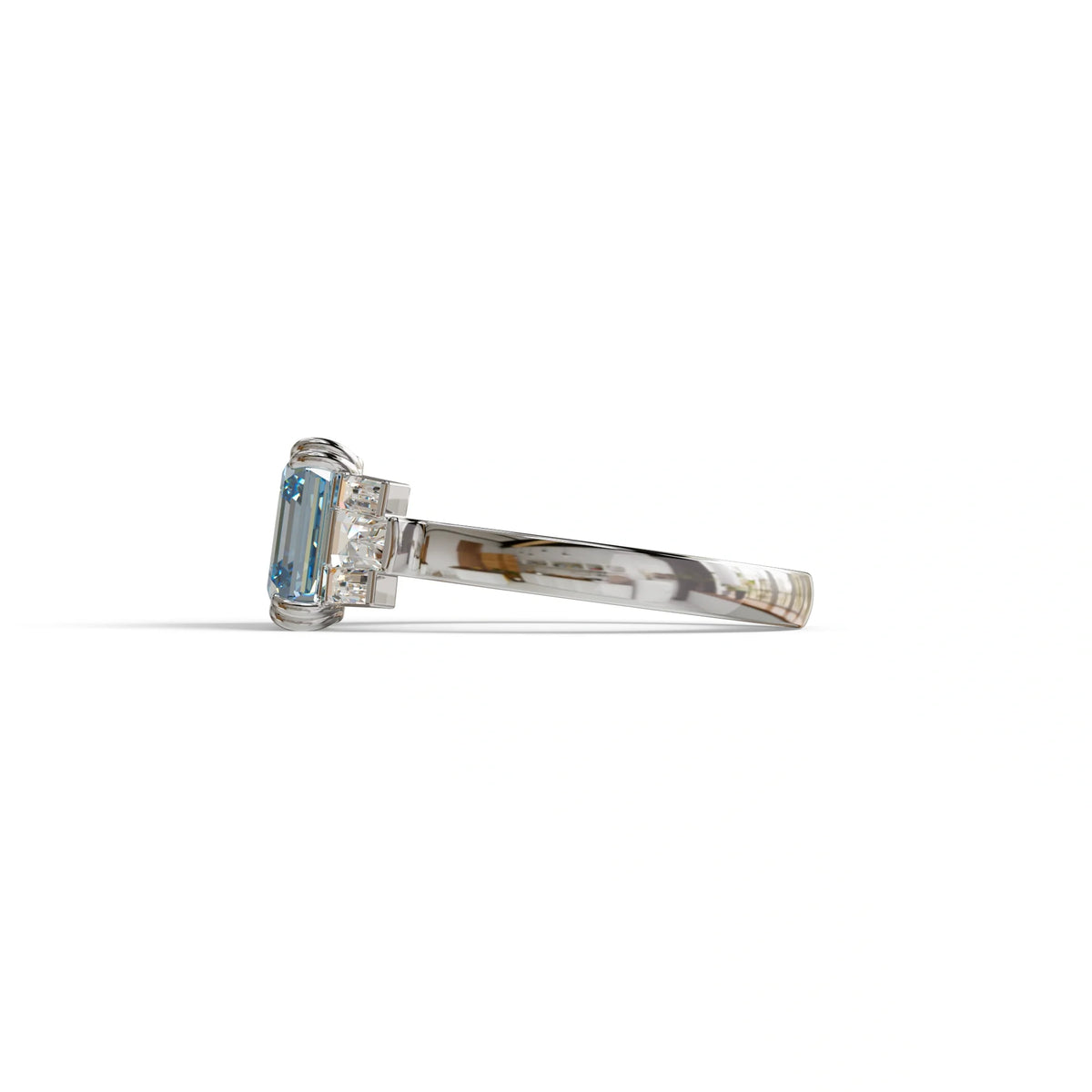 3 Ct Blue Asscher Cut Lab Diamond Double Claw Prong Setting Ring - Celestial