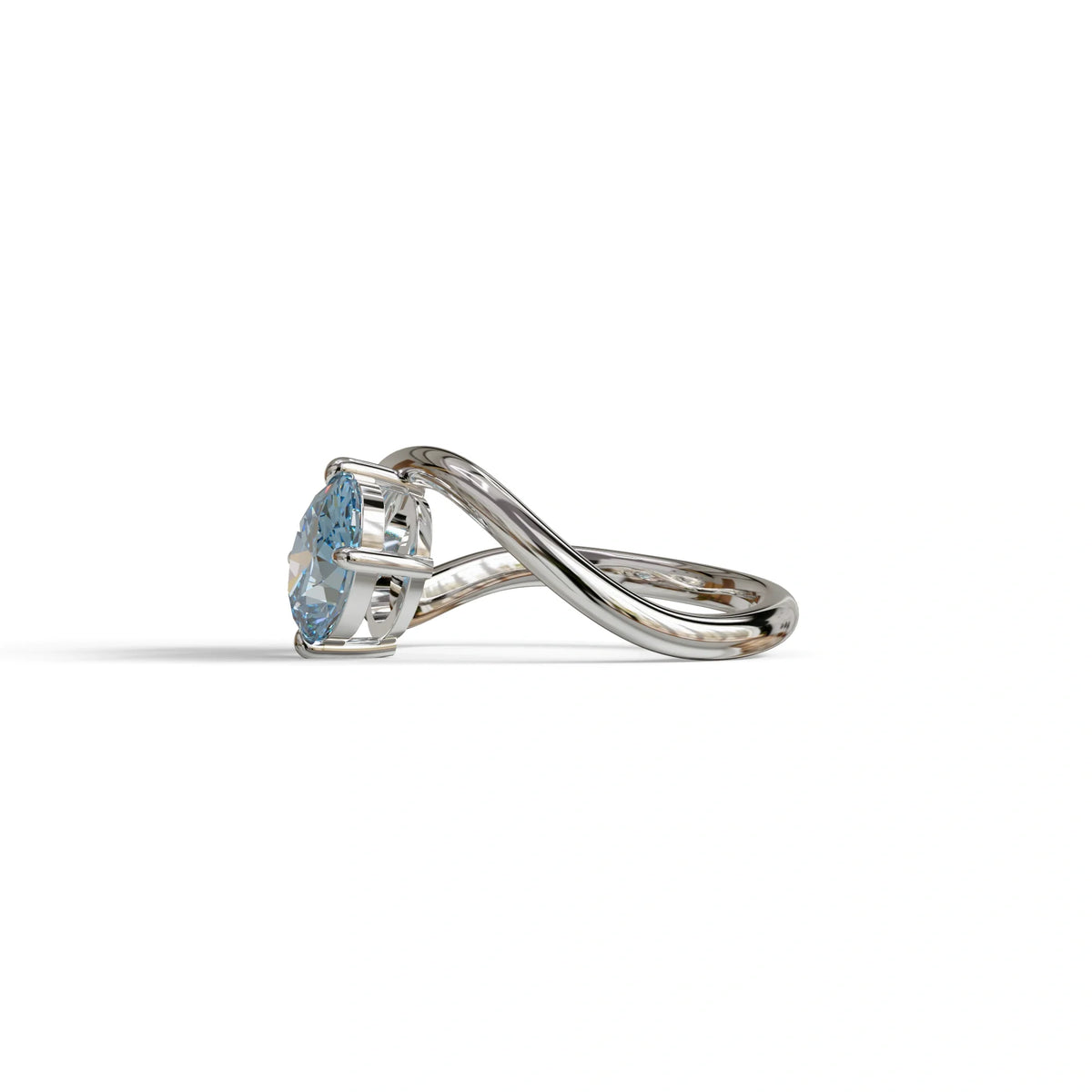 3 Carat Blue Oval and Pear Cut Lab Diamond Engagement Ring - Toi Et Moi