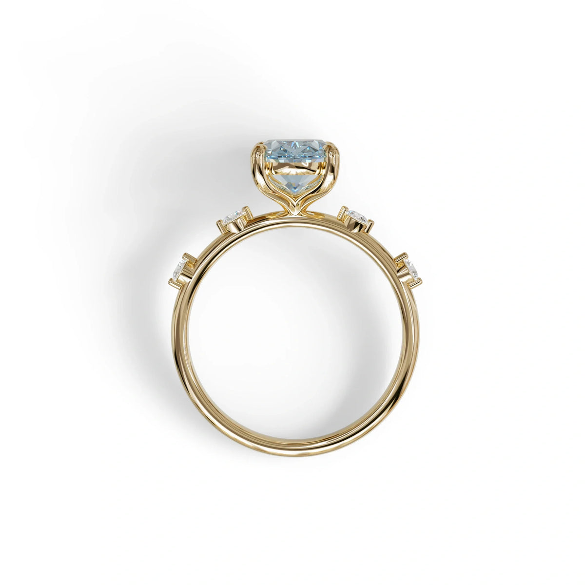 2 Ct Blue Oval Cut Lab Diamond In Space-Chanel Setting Ring - Celestial