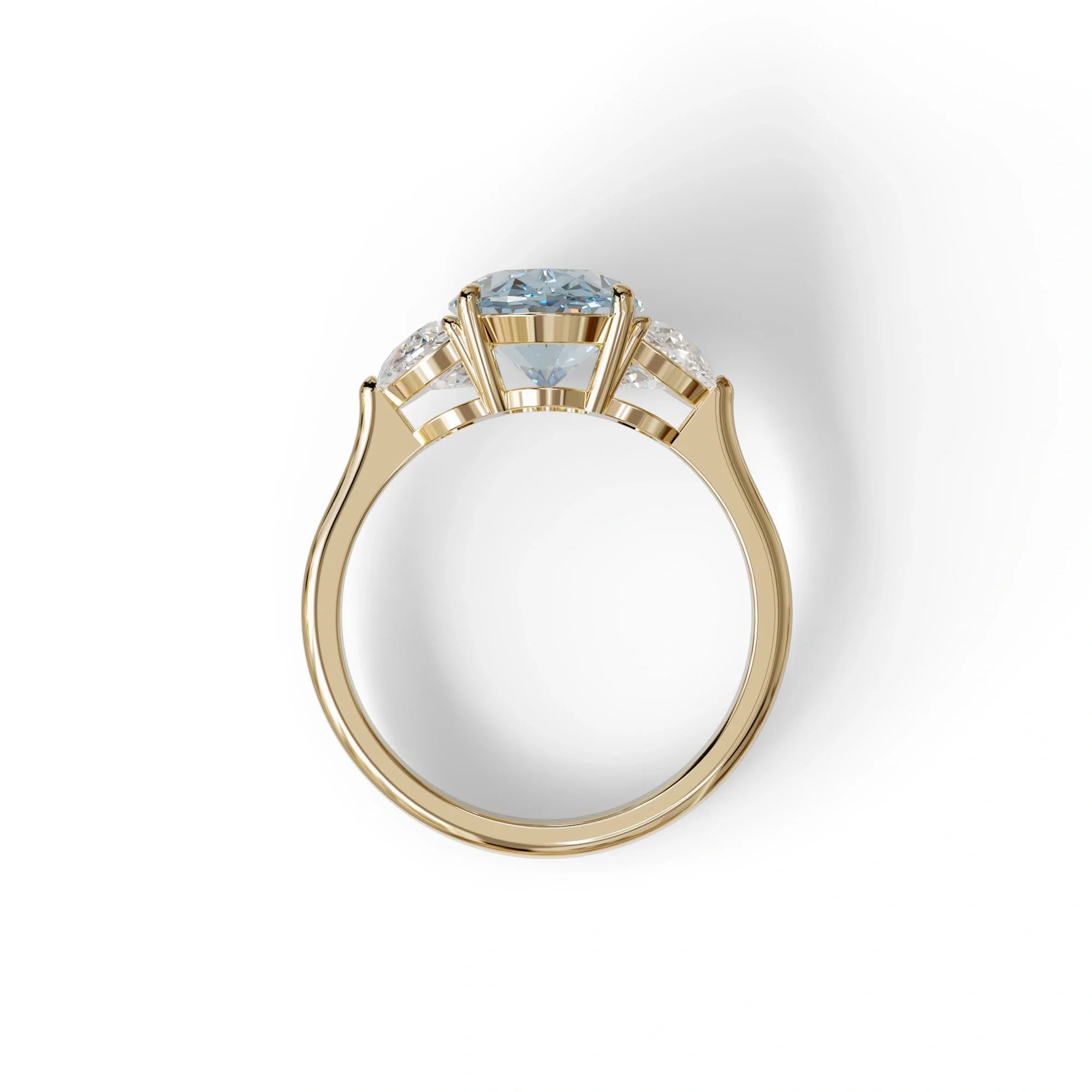 3 Carat Blue Lab Grown Diamond Engagement Ring · Oval Cut Three Stone | Constellation - view 7