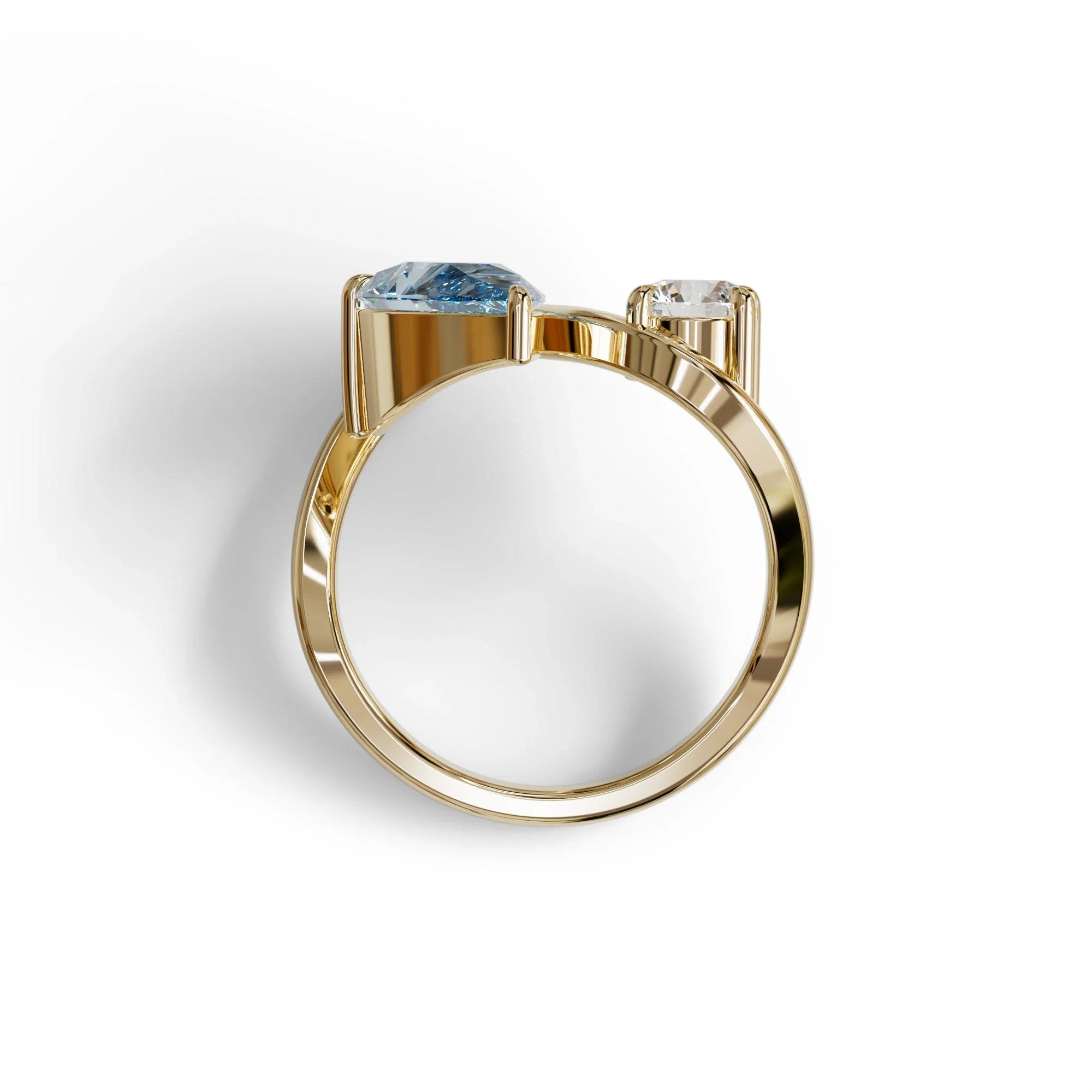 2.8 Carat Blue Pear and Round Cut Lab Diamond Engagement Ring - Toi Et Moi