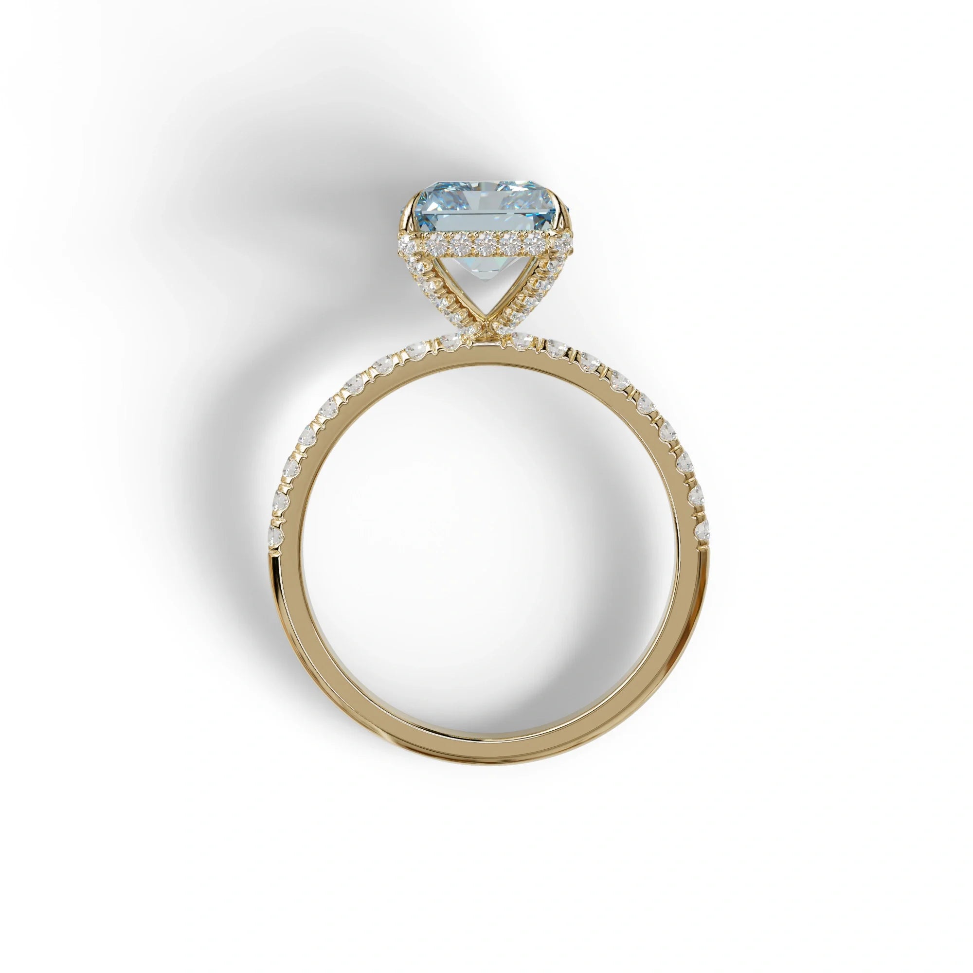 3 Ct Radiant Cut Blue Color Lab Diamond Ring - Monica