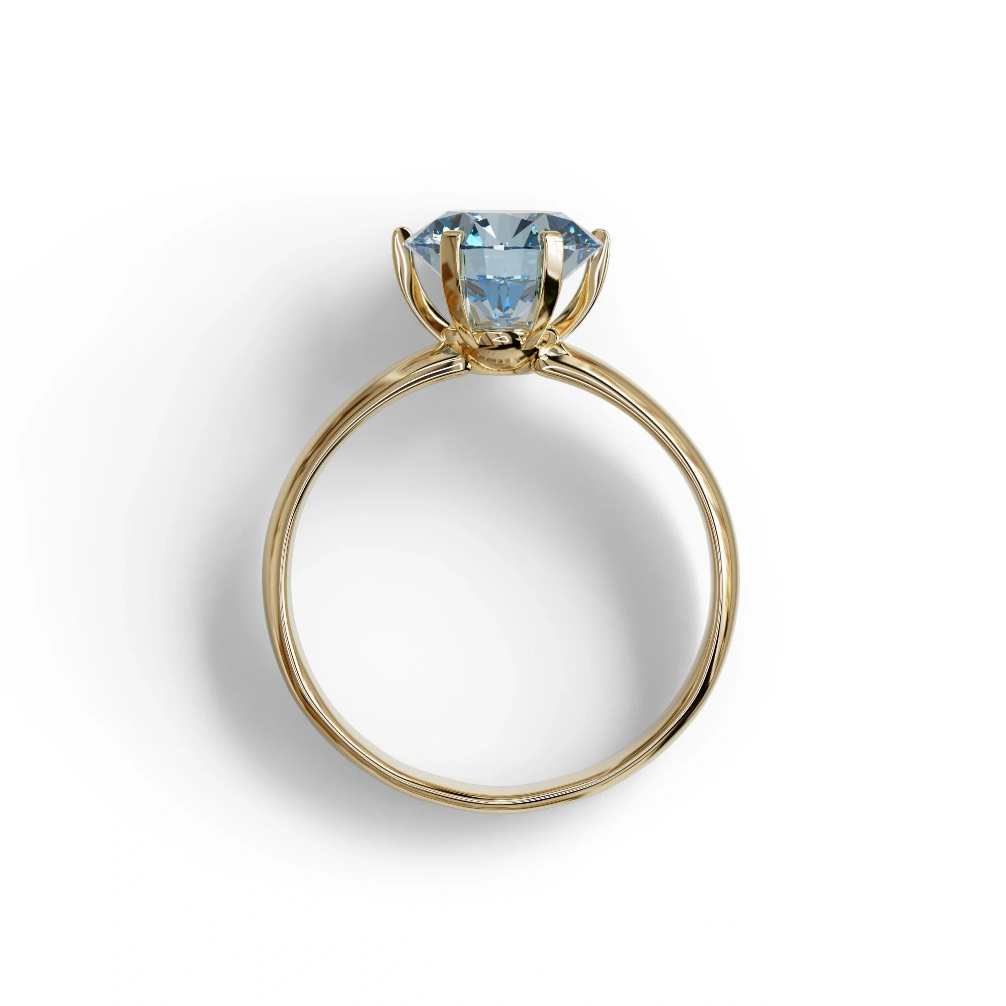 2 Carat Blue Round Cut Solitaire Lab Diamond Ring - Fury