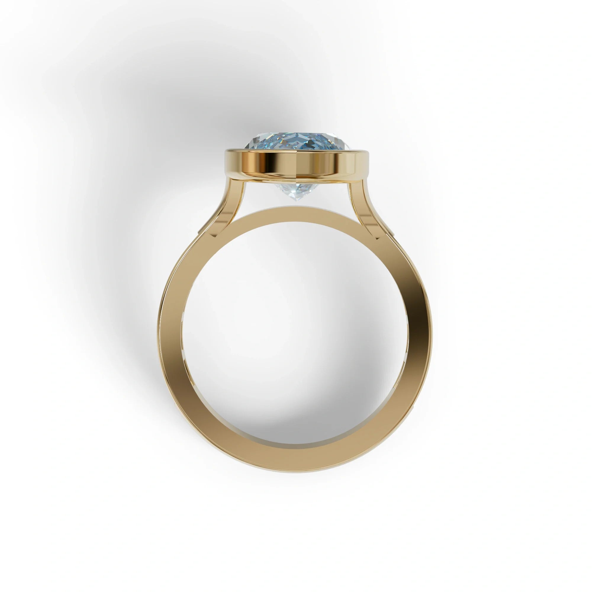 3 Ct Marquis Cut Blue Color Lab Diamond Ring With Bezel Set - Kayla