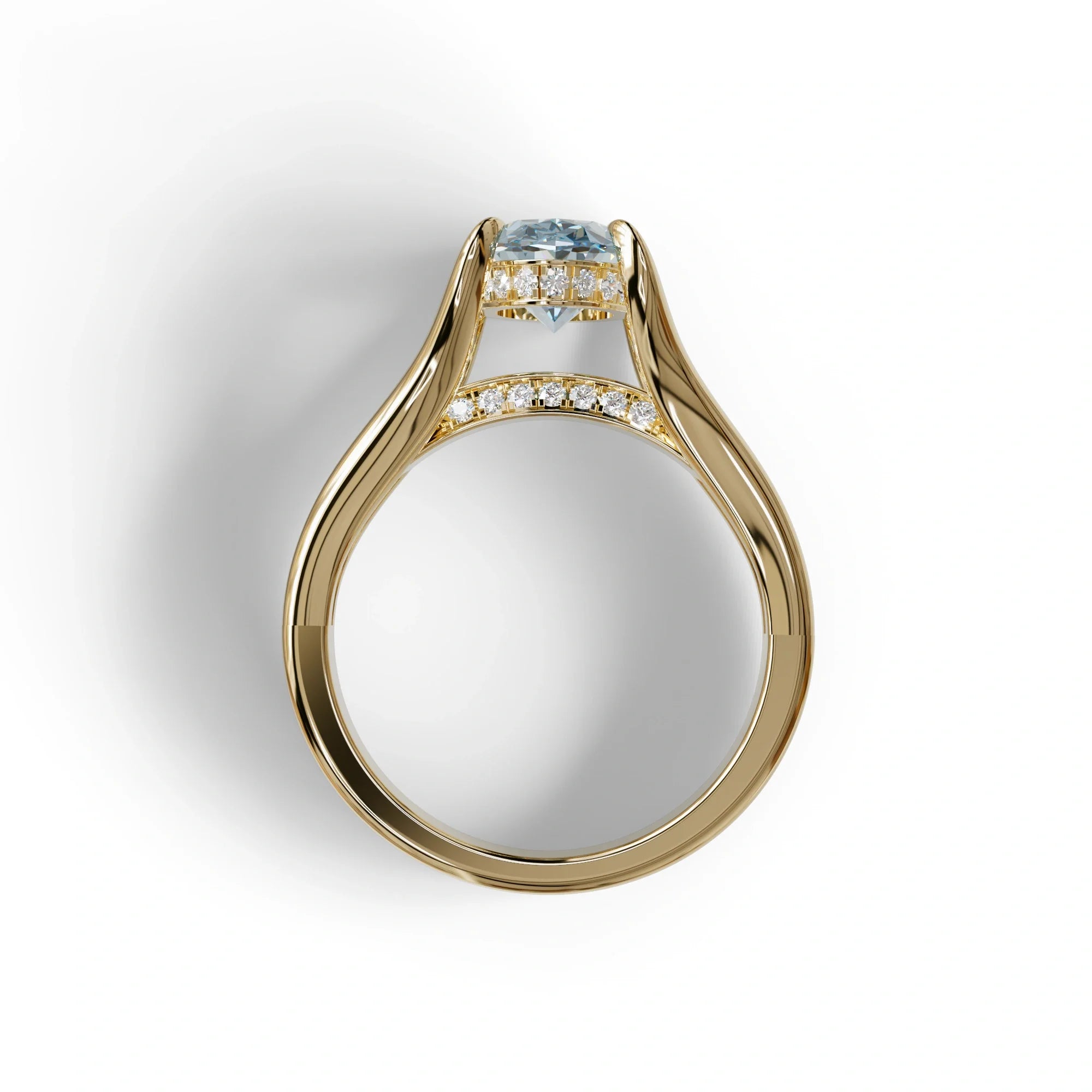 3 Carat Blue Oval Cut lab Diamond Engagement Ring Unique Design Ring- Beverly