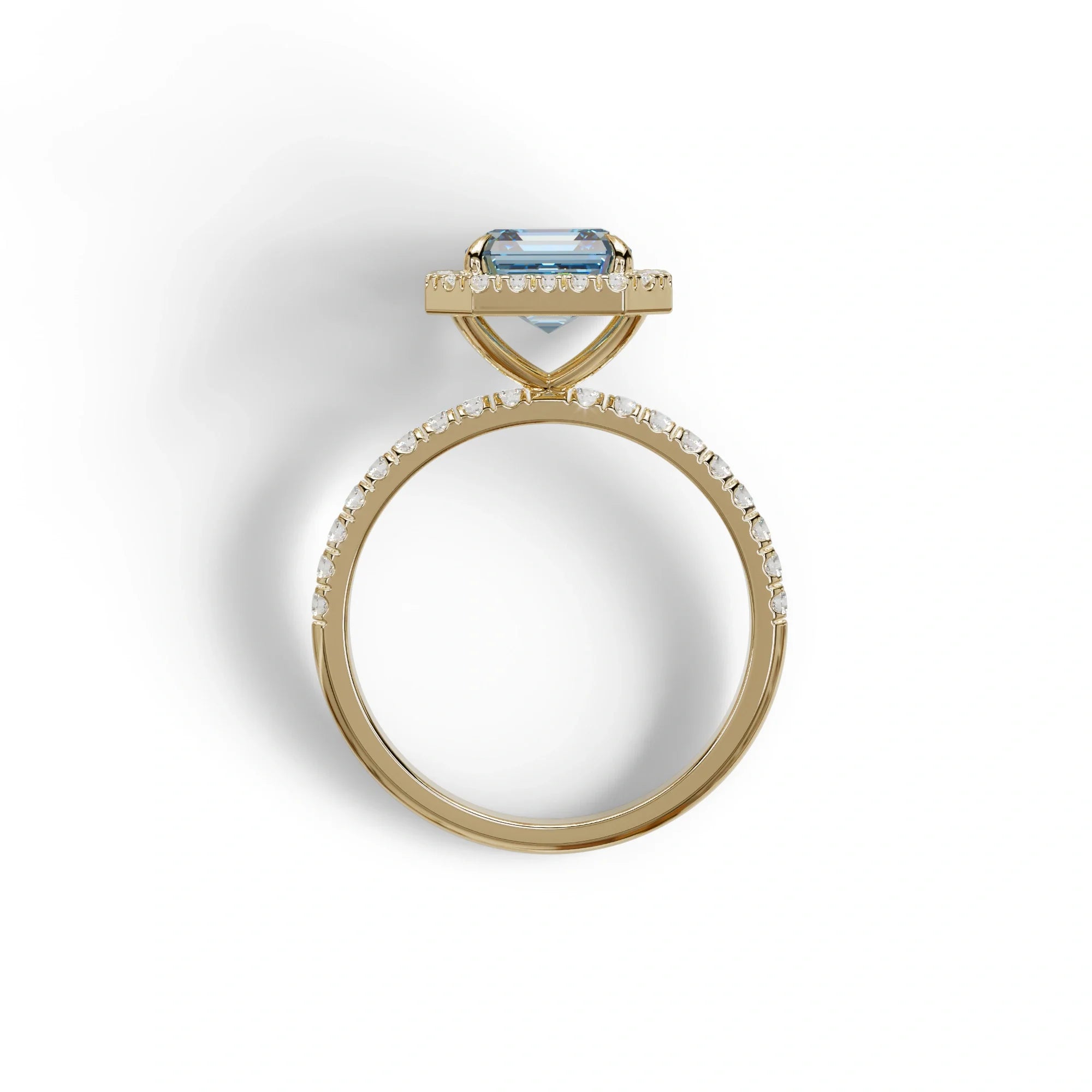 3.5 Ct Blue Asscher Cut Lab Diamond In Halo & Pave Setting Ring - Up Glam