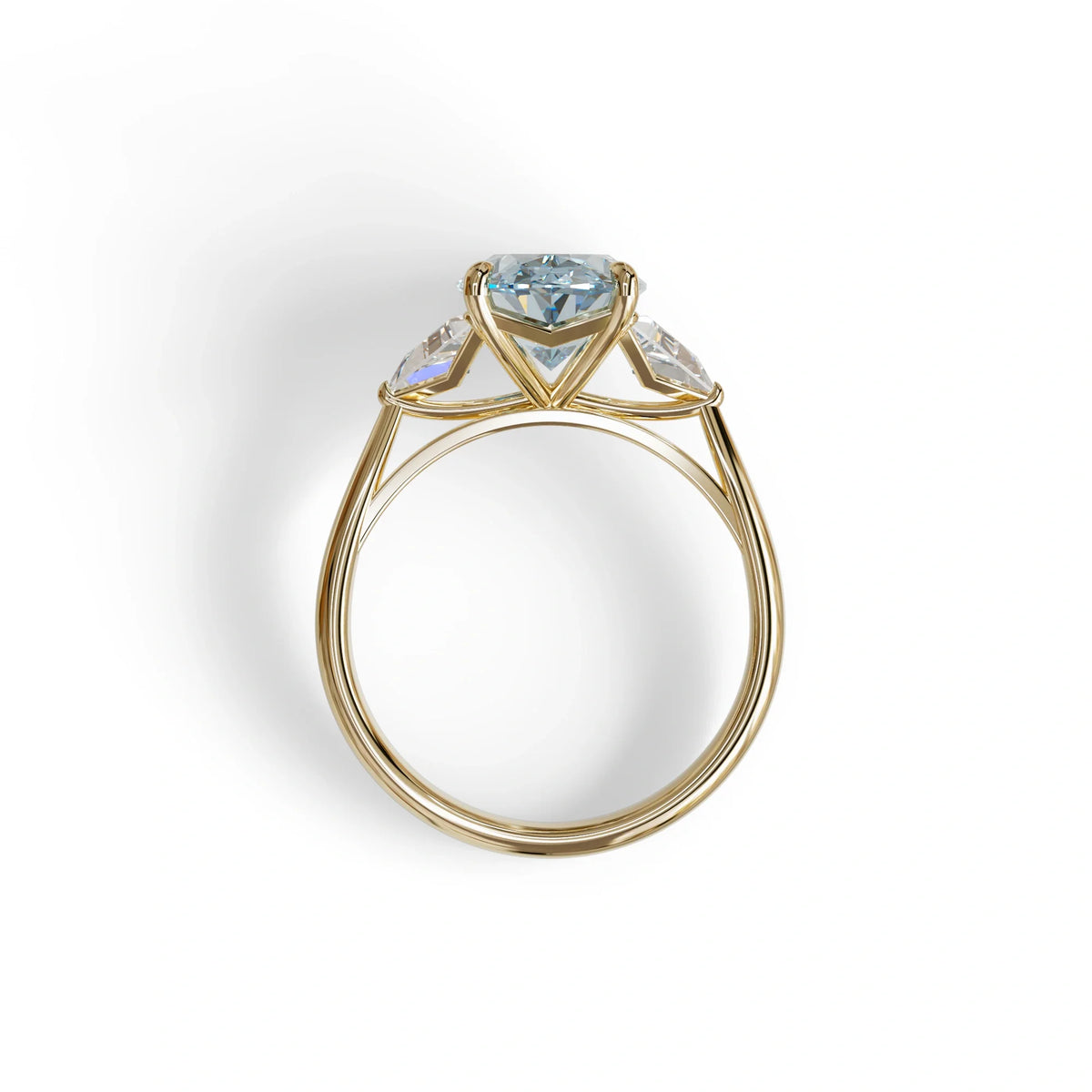 3Ct Blue Oval Cut Lab Grown Diamond Three Stone Engagement Ring - Myza