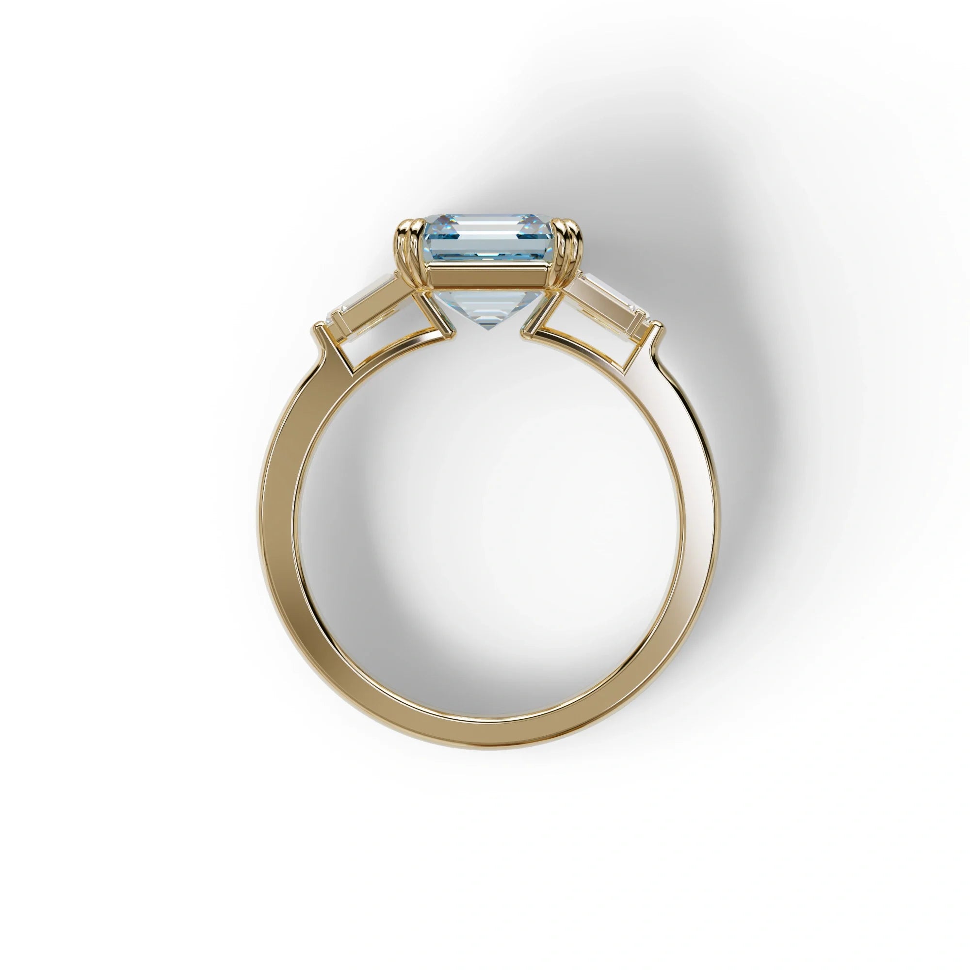 3 Ct Blue Asscher Cut Lab Diamond Double Claw Prong Setting Ring - Celestial