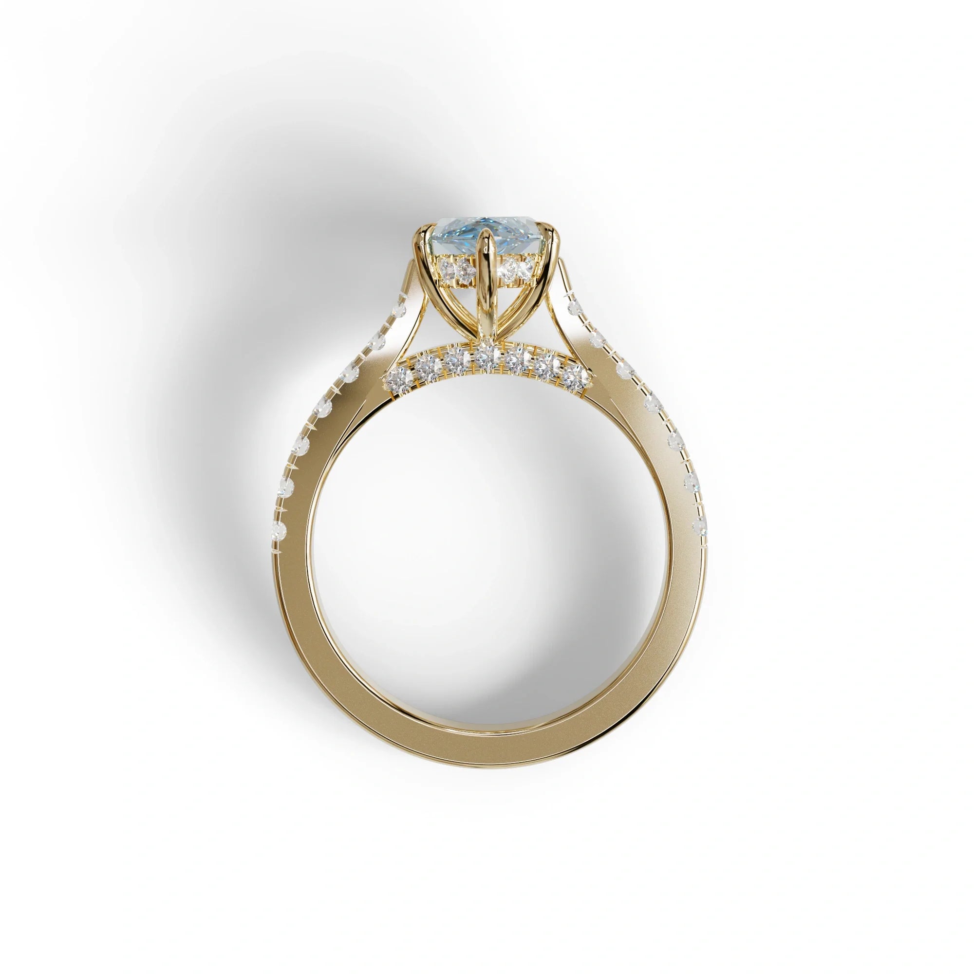 1.5 Carat Blue Marquise Cut Lab Diamond Hidden Halo & Pave Ring - Ash