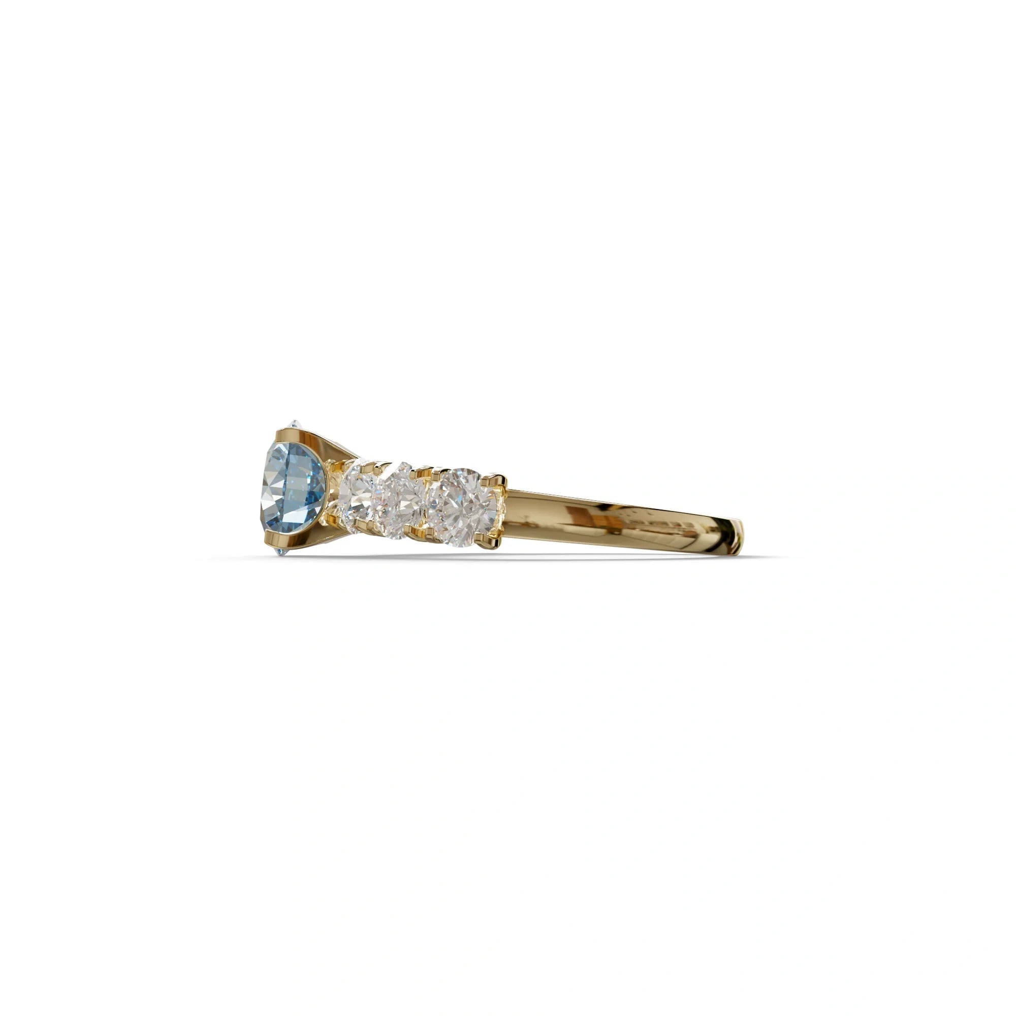 3 Carat Blue Round Cut Half Eternity Lab Diamond Engagement Ring - Angeleno