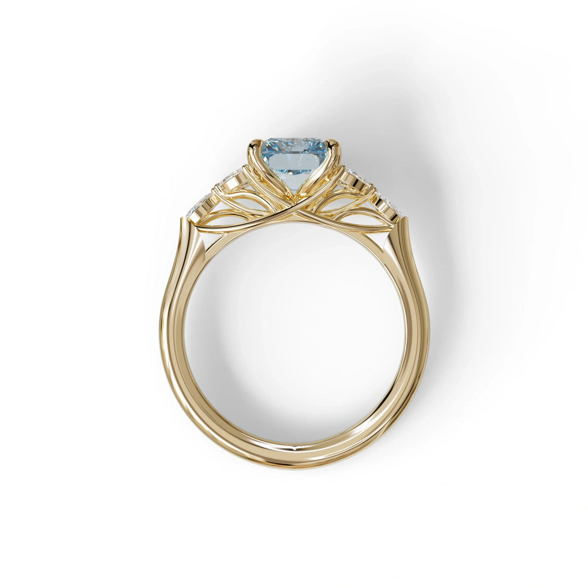 2.5 Carat Blue Lab Grown Diamond Engagement Ring · Radiant Cut Nature-Inspired | Aurora - view 7