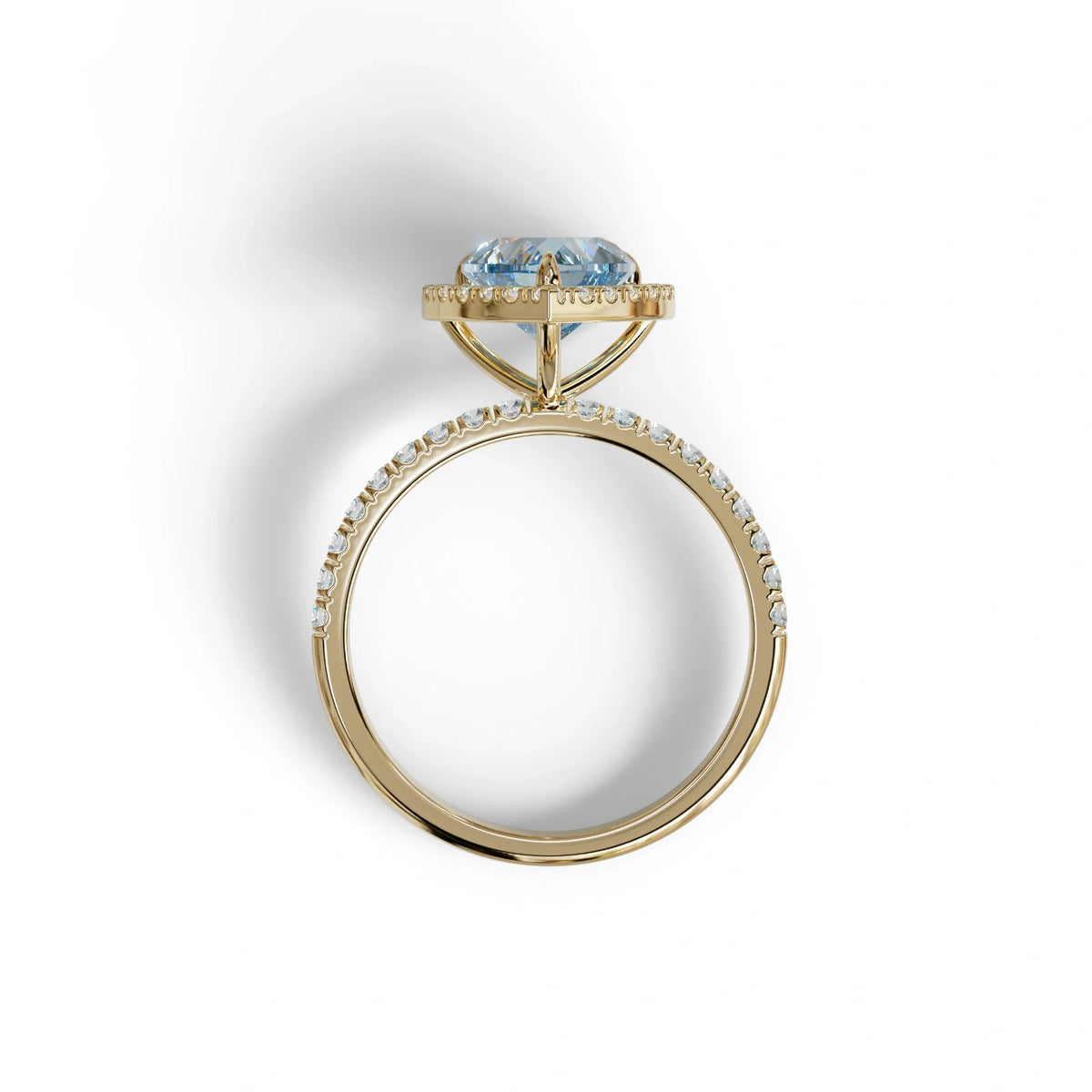 Blue Heart Cut Halo & Pavé Lab Grown Diamond Engagement Ring - Gelia