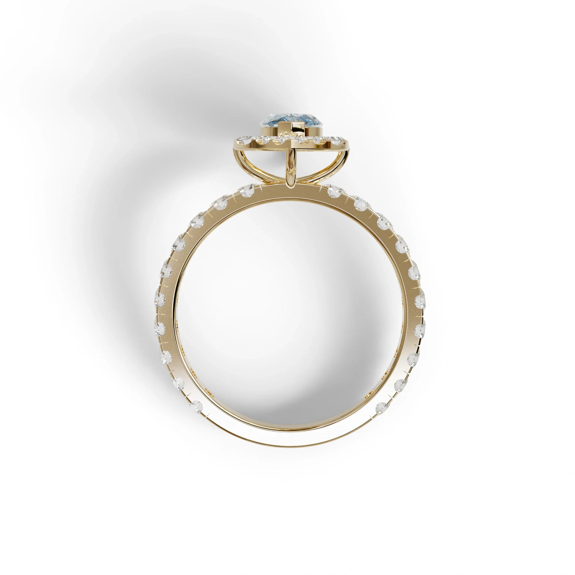 1 Carat Blue Marquise Halo Pave Lab Grown Diamond Ring - Luxe