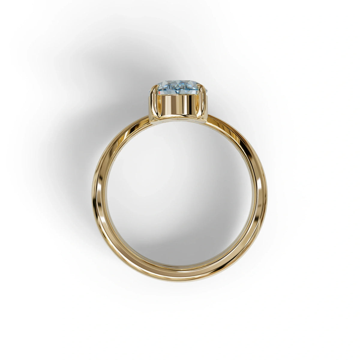 2 Carat Fancy Blue Oval Cut Lab Grown Diamond Ring | Curve Setting - Brilliance