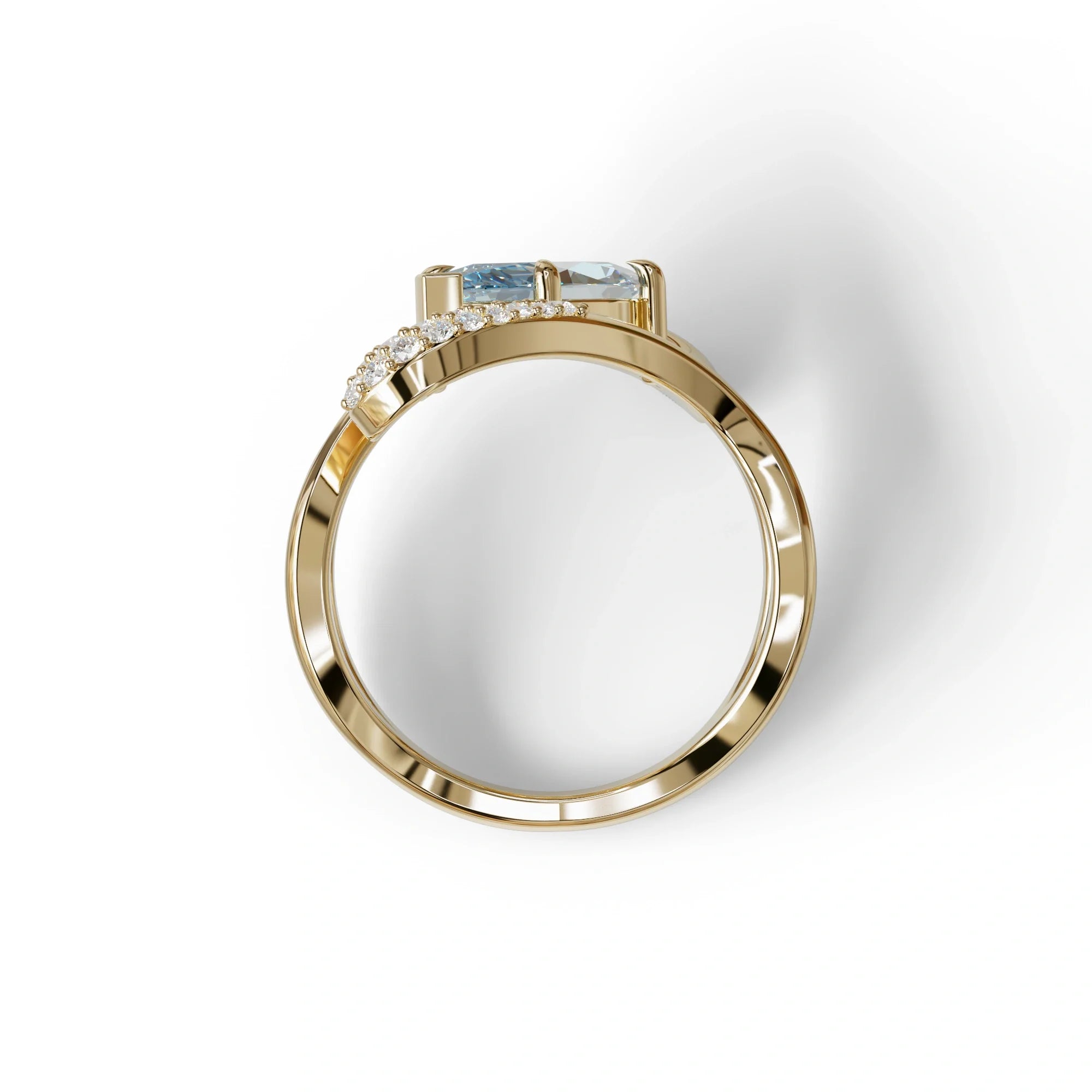 3 Carat Marquise Cut Blue Lab Diamond Curve Ring - Myka
