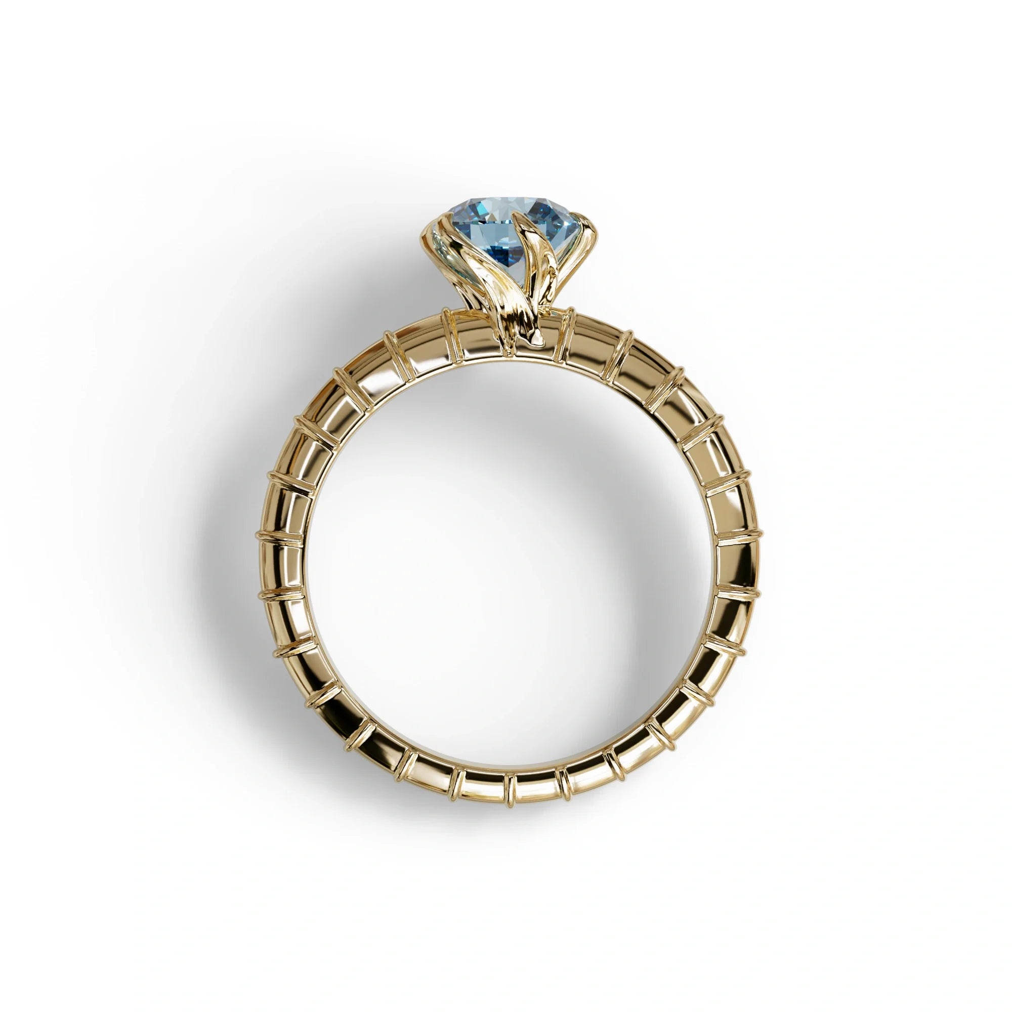 1 Carat Blue Round Cut Lab Diamond Ring - Hyper Glam