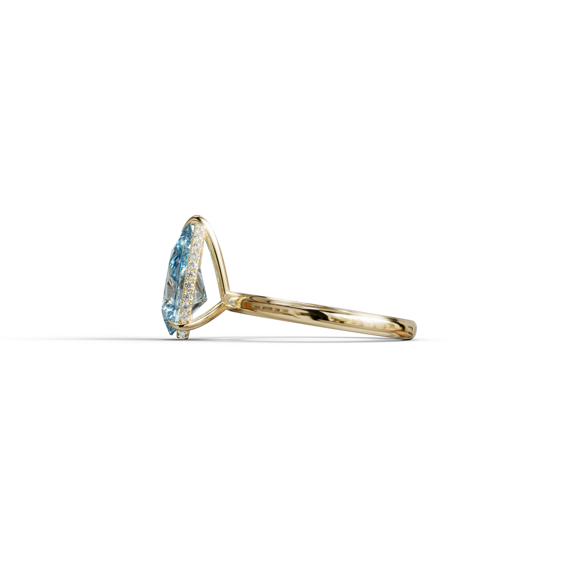 3.5 Carat Blue Pear Cut Hidden Halo Lab Grown Diamond Ring
